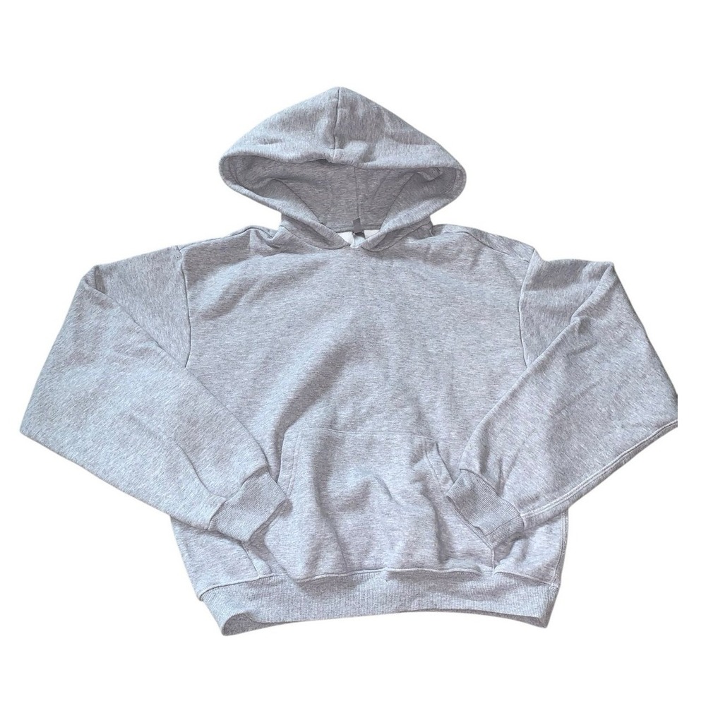 SKIMS Classic Cotton Fleece Cropped Pullover Hoodie Gray Small Loungewear Comfy